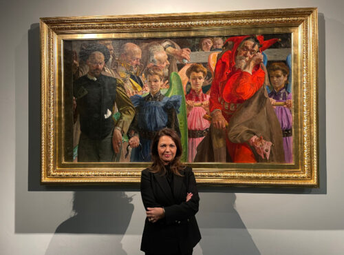 joanna na tle obrazu Rzeczywistosc Malczewskiego