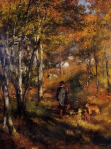 The Painter Jules Le Coeur Walking His Dogs in the Forest of Fontainebleau